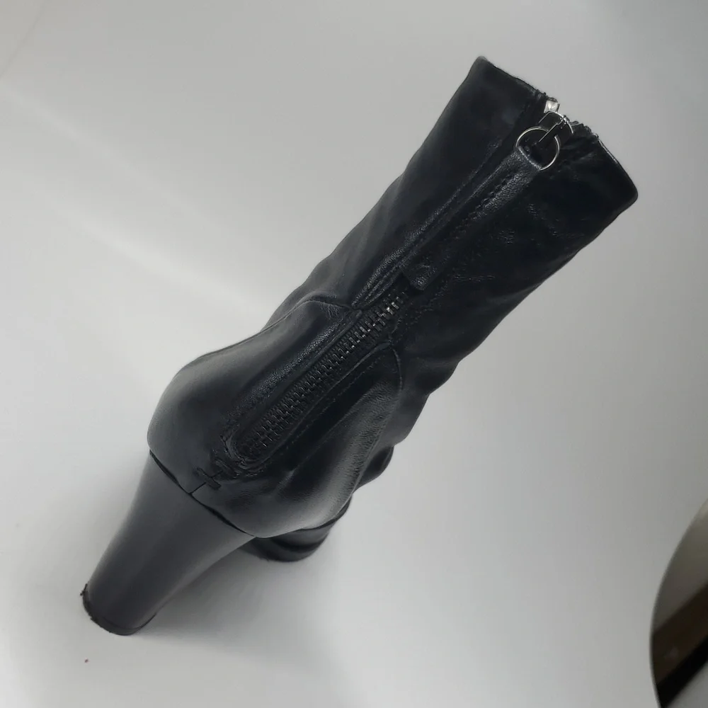 Pierfrancesco Vincenti Black Leather Italian Ankle Boots Block Heel 40